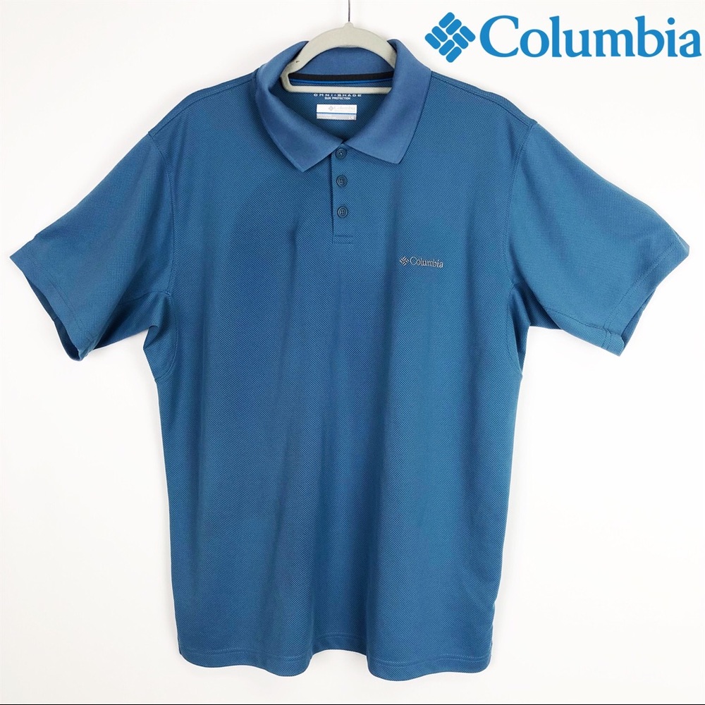 Mens Sun protection Omni-Shade Blue Polo